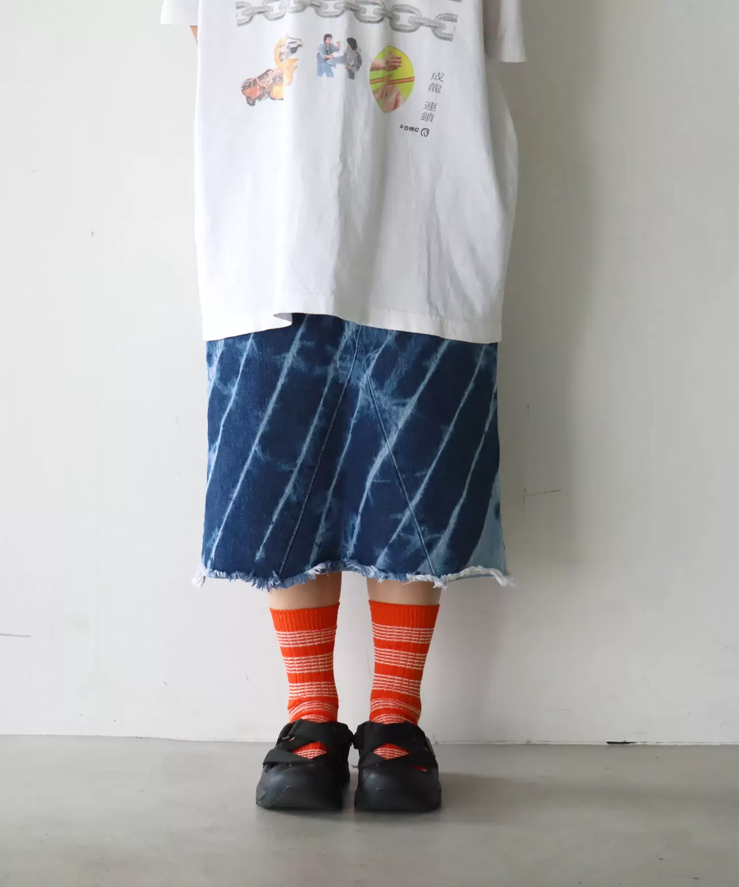 綿麻ボーダー クルーソックス